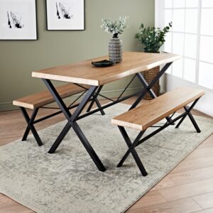 Harlow Dining Set with Benches 3pcs