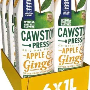 Cawston Press Apple & Ginger Pressed Juice - 1 Litre Pack of Juice Cartons All Natural – Vegan – No Added Sugar, (Pack of 6)