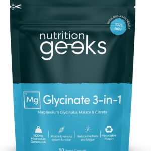 Magnesium Glycinate 3-in-1 Complex - 1800mg Supplements as Bisglycinate, Citrate & Malate 90 Vegan Capsules, Triple High Absorption 384mg Elemental, UK Made