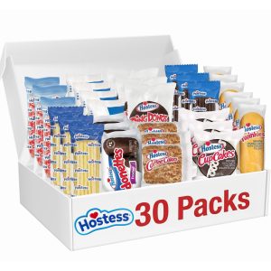 Hostess Cakes Assorted Variety Pack, 30 Count Individually Wrapped Single Serve Pastry Snacks, Includes Assorted Mini Cakes For Travel, Offices, Gifts, Assortment May Vary
